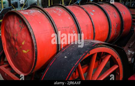 Red firefighters horse drawn water cart from first world war period captured from russian army Stock Photo