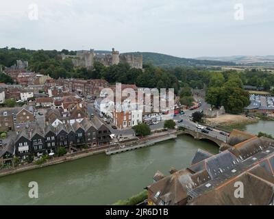 Arundel bridge over river Arun West Sussex, England drone aerial view Stock Photo