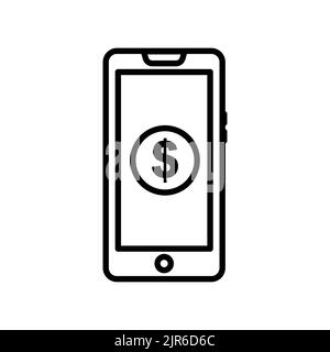 Mobile phone icon with dollar. icon related to charity. Line icon style. Simple design editable Stock Vector