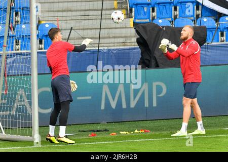 Pilsen, Czech Republic. 22nd Aug, 2022. Soccer players of Viktoria ...