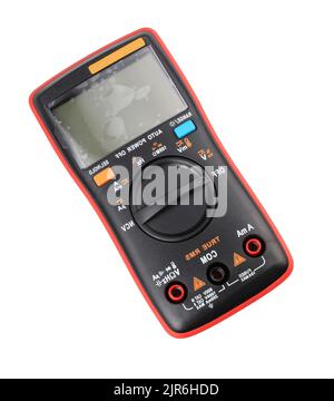 black digital multimeter isolated on white background at dry day Stock ...