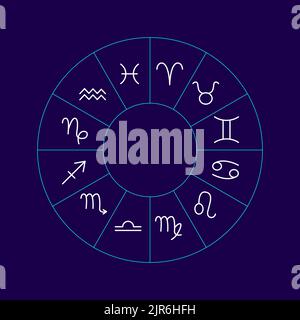 Dark Zodiac Circle Line Stock Vector