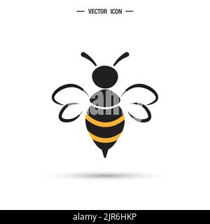 Honey bee icon. Bumblebee, Honey making concept. vector illustration isolated on white background Stock Vector