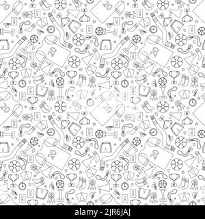 Seamless pattern of doodle objects for playing football. Flat vector illustration. Stock Vector