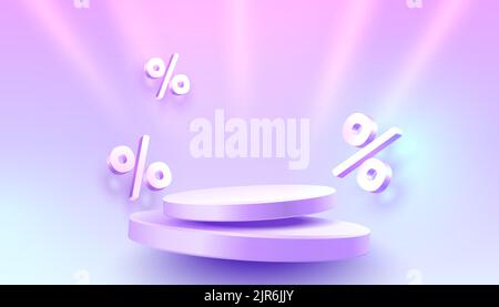 Podium percentage, flyer event product. sale off banner. Vector illustration Stock Vector