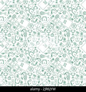 Seamless doodle objects for playing football. Wrapping paper, textile or background. Flat vector illustration. Stock Vector