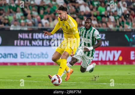 BUDAPEST, HUNGARY - JULY 13: Samy Mmaee of Ferencvarosi TC controls the  ball during the UEFA Champions League 2022/23 First Qualifying Round Second  Leg match between Ferencvarosi TC and FC Tobol at