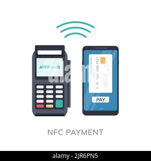 POS NFC Payment machine icon. NFC terminal card vector payment transfer Stock Vector