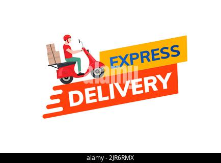 Express bike delivery scooter vector icon. Motorbike pizza fast food delivery free express shipment Stock Vector