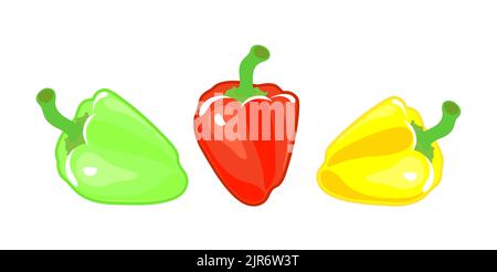 red green and yellow bell pepper capsicum vector logo icon set collection Stock Vector