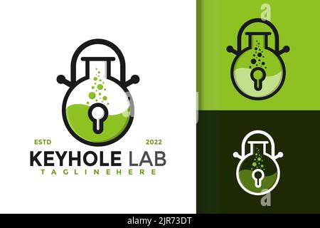 A vector logo design of Keyhole Lab with editable text Stock Vector