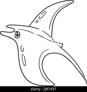 Manta Ray Isolated Coloring Page for Kids Stock Vector