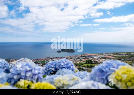 An aerial view of the Islet of Vila Franca do Campo, Azores, Portugal ...