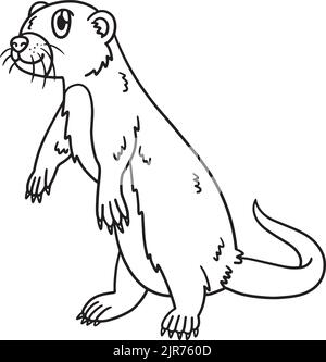 River Otter Isolated Coloring Page for Kids Stock Vector