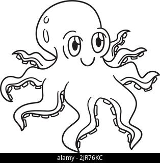 Octopus Isolated Coloring Page for Kids Stock Vector
