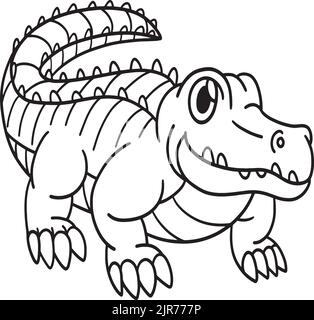 Crocodile Isolated Coloring Page for Kids Stock Vector