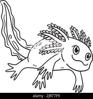 Axolotl Isolated Coloring Page for Kids Stock Vector