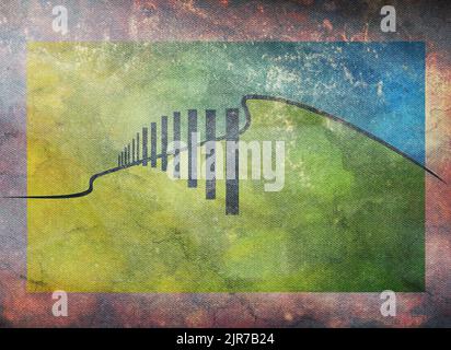 Top view of flag Veere, Netherlands. retro flag with grunge texture. Dutch patriot and travel concept. no flagpole. Plane design, layout. Flag backgro Stock Photo