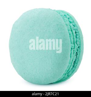 turquoise macaroon isolated on white background, clipping path, full depth of field Stock Photo