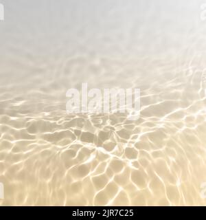Pure swimming pool water background toned in sand and white color with sun ray lights on it. Sun reflections on water waves. Trendy summer banner with Stock Photo