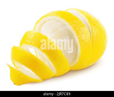 lemon peel, isolated on white background, clipping path, full depth of field Stock Photo