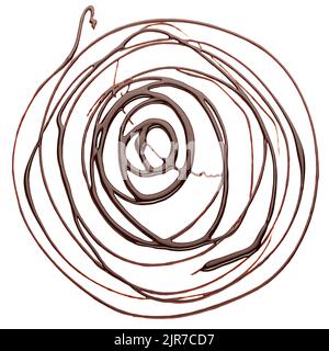 Liquid chocolate syrup isolated on white background, clipping path, full depth of field Stock Photo