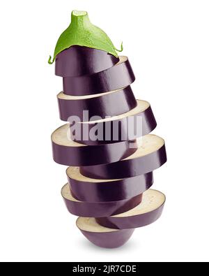 eggplant sliced, isolated on white background, clipping path, full depth of field Stock Photo