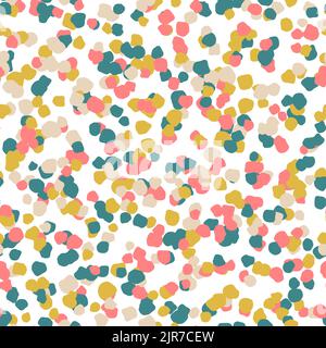 Seamless spray spots texture. Colorful grain background. Bright paint splash repeating pattern. Speckles effect. Splattered particles, splashes, drops Stock Vector