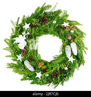 christmas wreath, isolated on white background Stock Photo