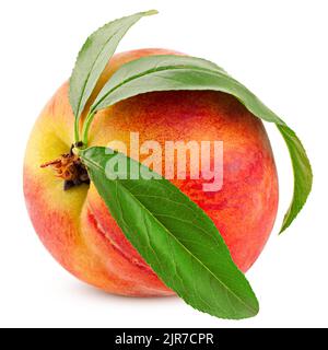 Peach isolated on white background, clipping path, full depth of field Stock Photo