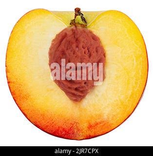 Peach isolated on white background, clipping path, full depth of field Stock Photo