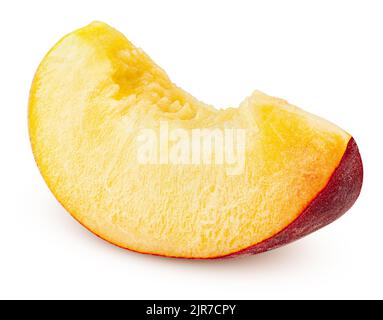 Nectarine or peach, slice, isolated on white background, clipping path, full depth of field Stock Photo