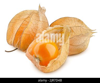 Cape gooseberry, physalis isolated on white background, clipping path, full depth of field Stock Photo