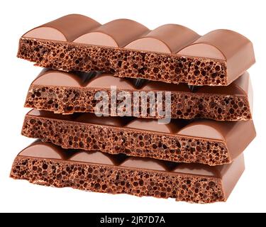 porous chocolate pieces, isolated on white background, clipping path, full depth of field Stock Photo