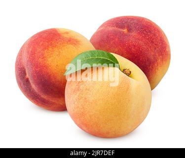 Peach isolated on white background, clipping path, full depth of field Stock Photo