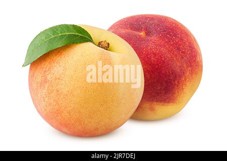 Peach isolated on white background, clipping path, full depth of field Stock Photo