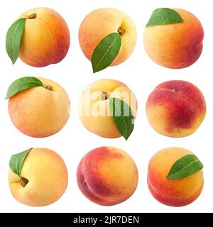 Peach isolated on white background, clipping path, full depth of field Stock Photo
