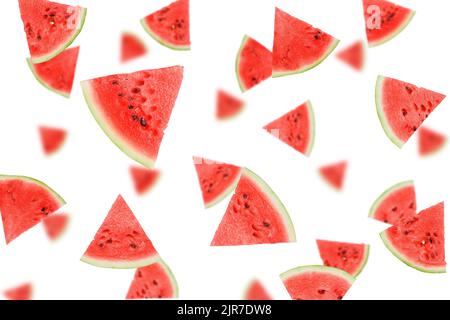 watermelon set, isolated on white background, selective focus Stock Photo