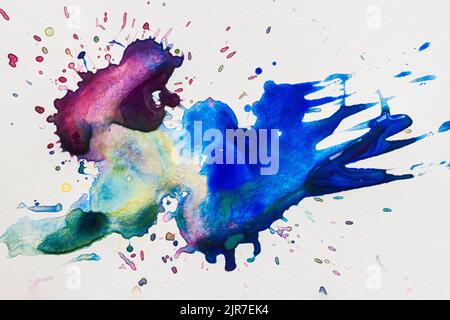 Abstract hand painted colorful blurry spot on paper, artistic background Stock Photo