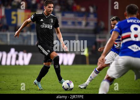 Genova, Italy. 22nd Aug, 2022. Manuel Locatelli of Juventus FC in action during the Serie A football match between UC Sampdoria and Juventus FC at stadio Marassi in Genova (Italy), August 22th, 2022. Photo Federico Tardito/Insidefoto Credit: Insidefoto di andrea staccioli/Alamy Live News Stock Photo