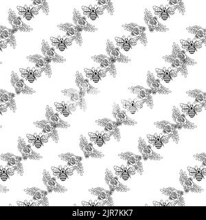 Pattern with bee. Welcome to Our Hive. Bee. Bee Kind. Seamless pattern ...
