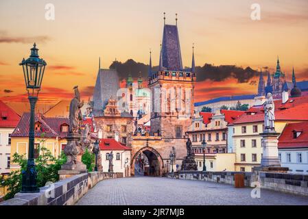 Prague, Czech Republic. Mala Strana is the medieval downtown of Praga, Bohemia medieval kingdom capital. Stock Photo