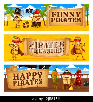 Mexican food pirate characters on Cinco de Mayo holiday fiesta, vector ...