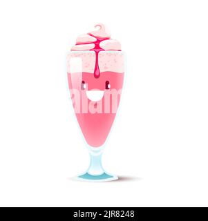 Milkshake Glass Kawaii Character Stock Vector - Illustration of happy,  fresh: 94278989