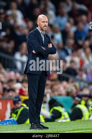 Manchester United's head coach Erik ten Hag reacts during the Champions ...
