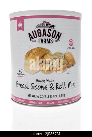 Winneconne, WI - 23 July 2022: A package of Augason farms honey white bread, scone and roll mix on an isolated background. Stock Photo