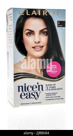 Winneconne, WI - 23 July 2022: A package of Clairol nice n easy hair dye on an isolated background. Stock Photo