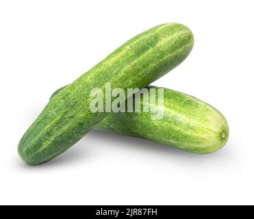 Two fresh cucumbers with shadow isolated on white background Stock Photo