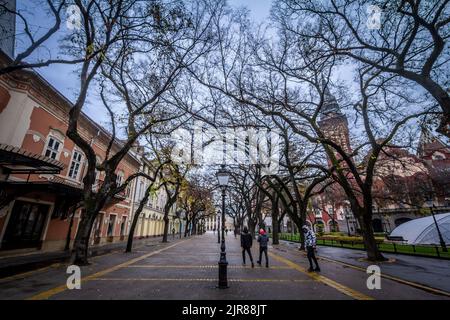 Picture of the trg republike, the main square of the city center of Subotica, Serbia. Subotica is a city and the administrative center of the North Ba Stock Photo