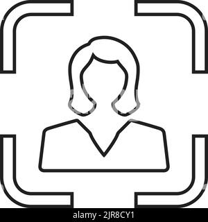 Customer, female, focus icon is isolated on white background. Use for graphic and web design or commercial purposes. Vector EPS file. Stock Vector